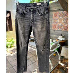 AllSaints Distressed Graine Reed Grey Black Slim Cotton Jeans Size 30